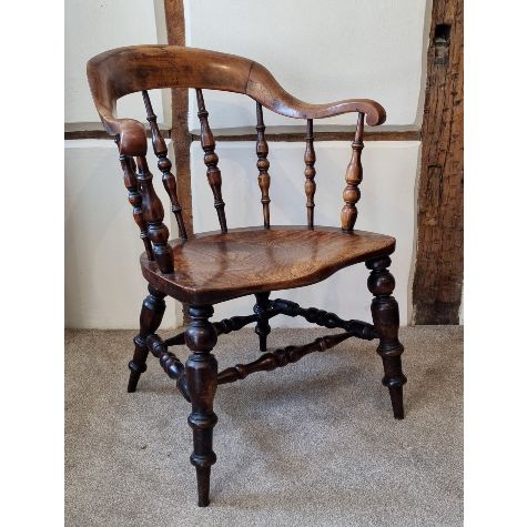 A fine 19th Century smoker's or captain's bow chair - chosen to illustrate the affordability of antique furniture 